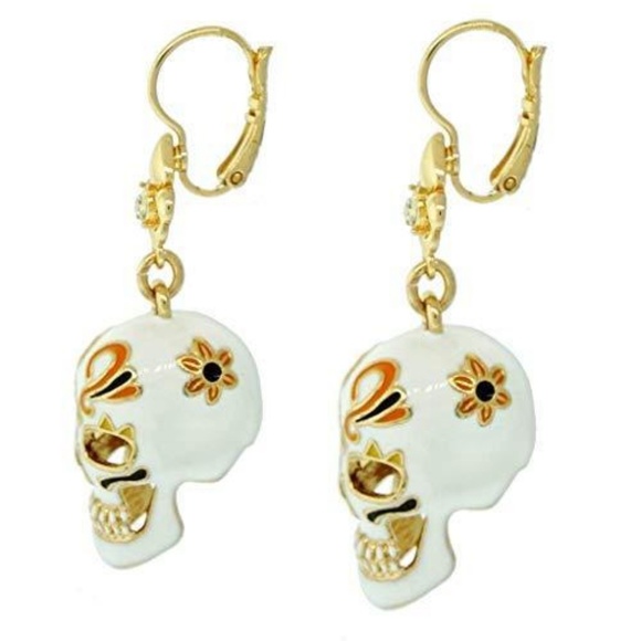 Skull Dangles Halloween Skeleton Earrings - Picture 2 of 8